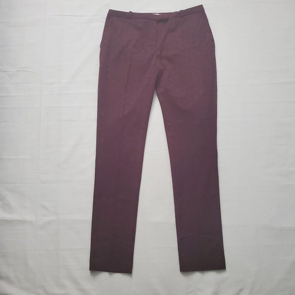 H&M Women’s Tonal Floral Print Burgundy Trouser Slim Leg Pants Size 8 NWT - Picture 4 of 15